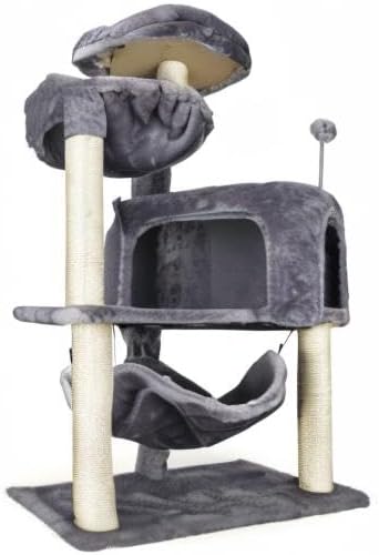 Newest Cat Tree with Cat Condo and Big Hammock, Grey