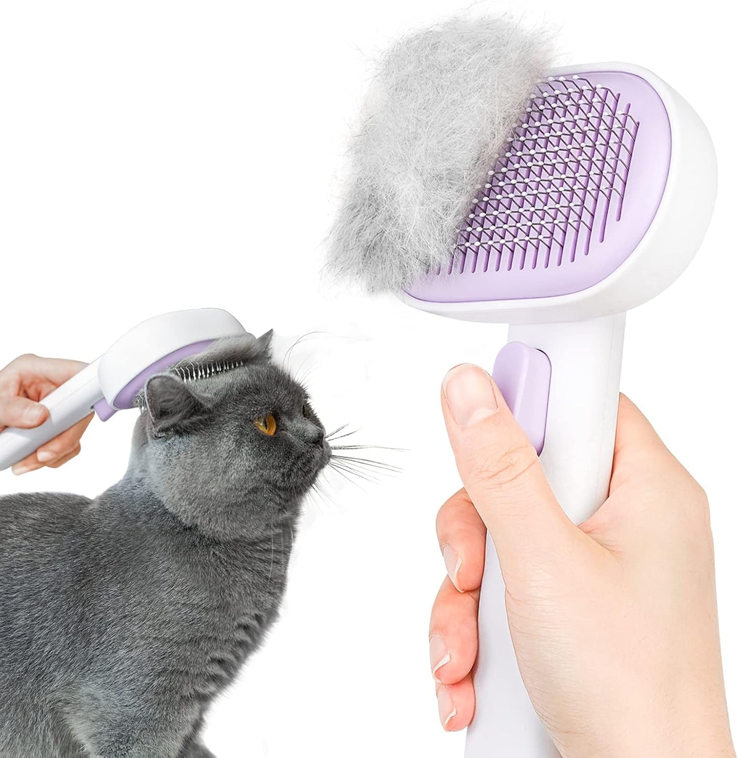 Cat Brush for Shedding, Cat Brushes for Indoor Cats, Cat Brush for Long or Short Haired Cats, Cat Hair Brush Cat Grooming Deshedding Brush for Dog Kitten Rabbit Massage Removes Loose Fur, White