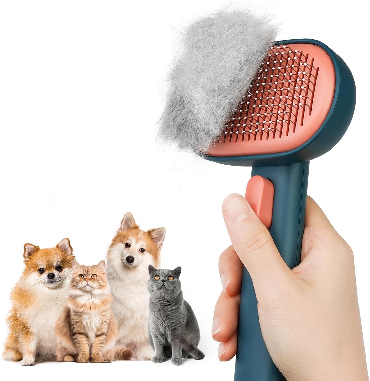 Cat Brush for Shedding, Cat Brushes for Indoor Cats, Cat Brush for Long or Short Haired Cats, Cat Hair Brush Cat Grooming Deshedding Brush for Dog Kitten Rabbit Massage Removes Loose Fur, White