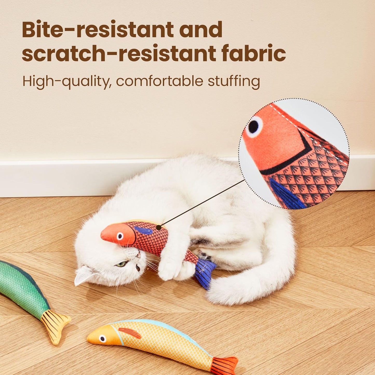 Cat Toys Saury Fish, 3 Pack Catnip Crinkle Sound Toys Soft and Durable, Interactive Cat Kicker Toys for Indoor Kitten Exercise 9.4 Inches for All Breeds