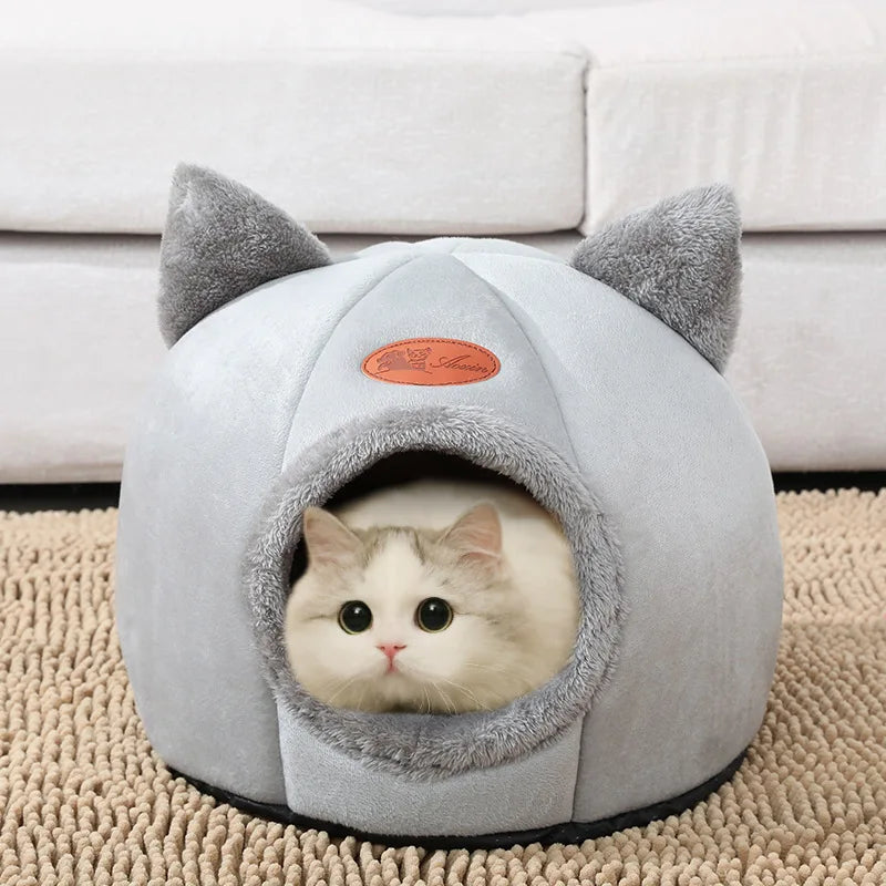 Deep Sleep Comfort in Winter Cat Bed, Cozy Cave Nest