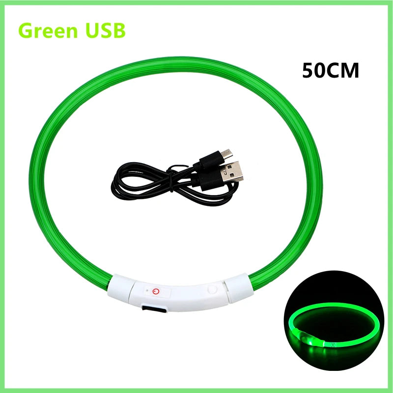 USB Rechargeable Luminous Collar Adjustable Led Glowing Dog & Cat Collar