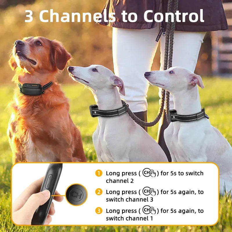 Electric Dog Training Collar, Digital Rechargeable Remote Control IPX7 Waterproof Vibrator, Bark Stop Shock Collar