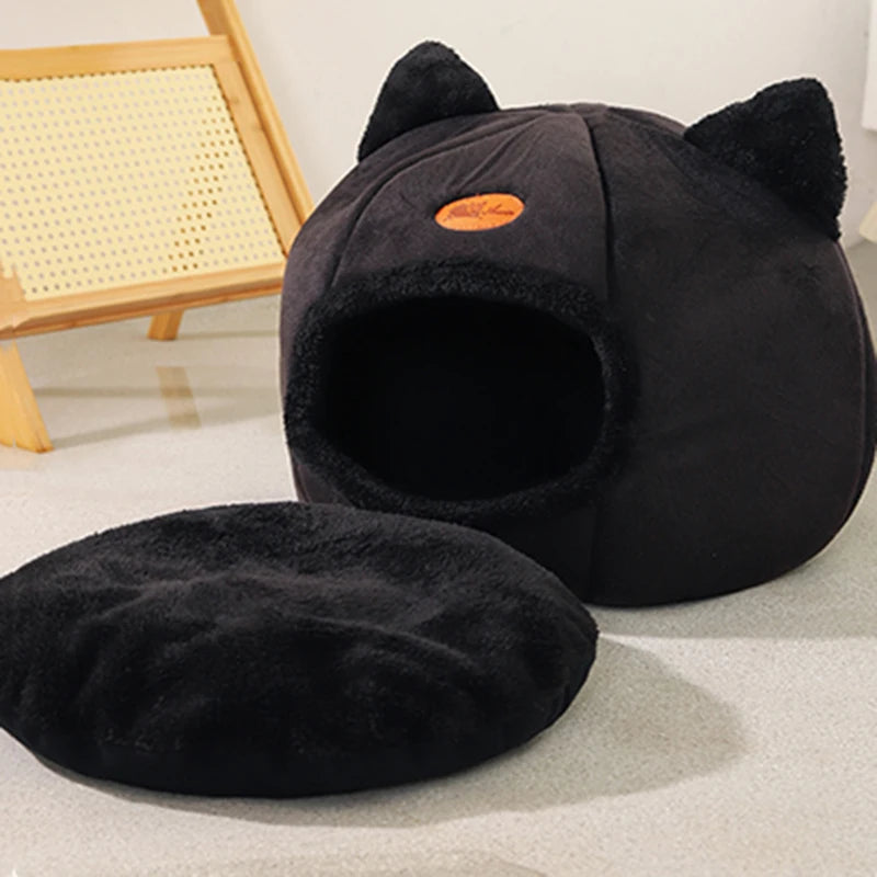 Deep Sleep Comfort in Winter Cat Bed, Cozy Cave Nest