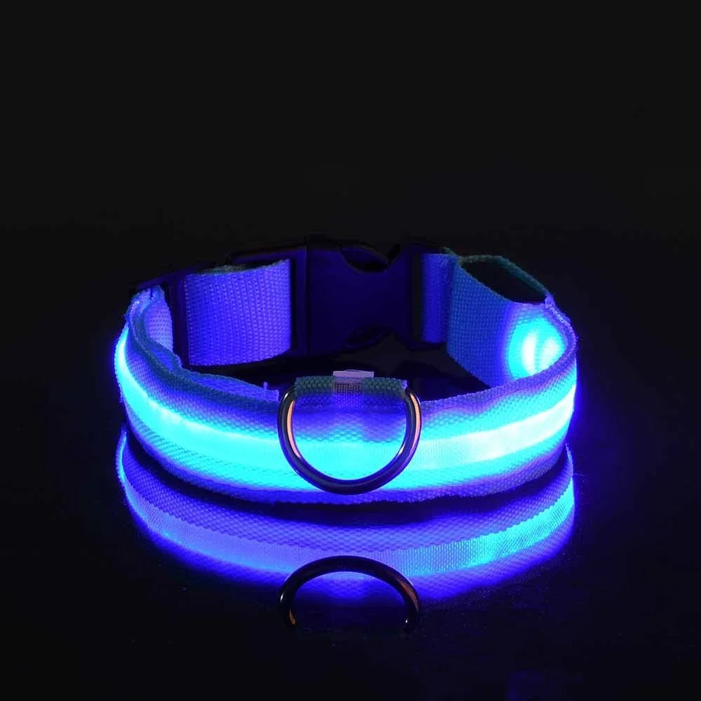Dog Collar Nylon LED Night Safety Flashing Glow in the Dark Leash Luminous Fluorescent Collar