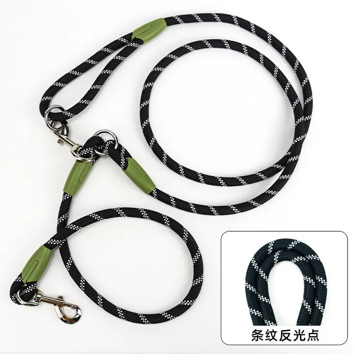 Reflective Nylon Leashes Dogs Chain Traction Rope Leads for Running & Walking Free Hands