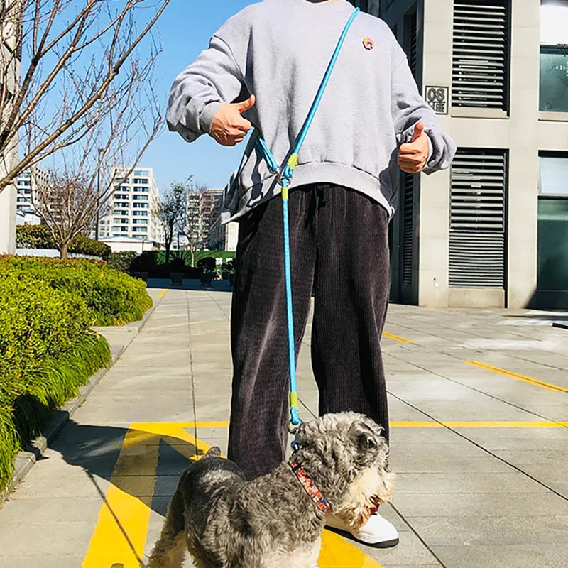 Reflective Nylon Leashes Dogs Chain Traction Rope Leads for Running & Walking Free Hands