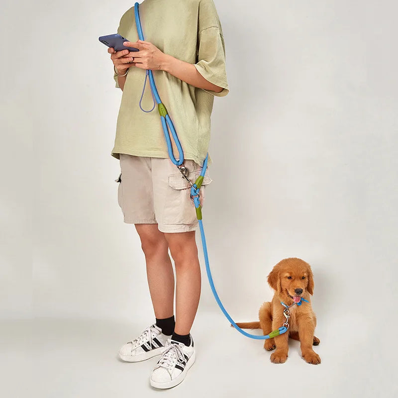 Reflective Nylon Leashes Dogs Chain Traction Rope Leads for Running & Walking Free Hands