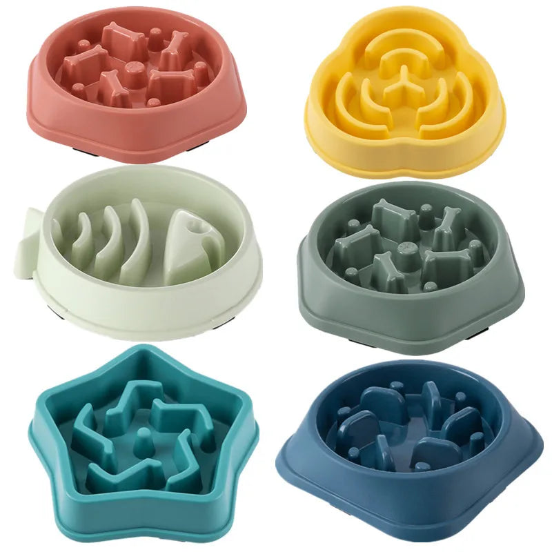 Dog & Cat Slow Food Bowl, Healthy Round Anti-choking Thickened & Non-Slip