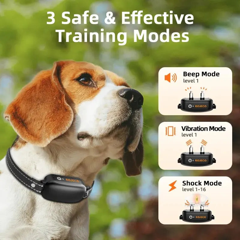 Electric Dog Training Collar, Digital Rechargeable Remote Control IPX7 Waterproof Vibrator, Bark Stop Shock Collar
