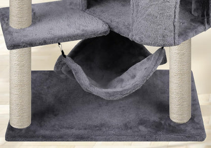 Newest Cat Tree with Cat Condo and Big Hammock, Grey