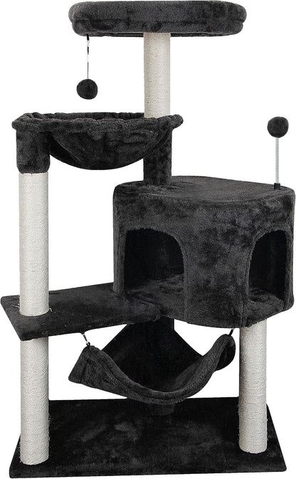 Newest Cat Tree with Cat Condo and Big Hammock, Grey