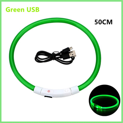 USB Rechargeable Luminous Collar Adjustable Led Glowing Dog & Cat Collar