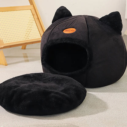 Deep Sleep Comfort in Winter Cat Bed, Cozy Cave Nest