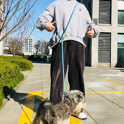 Reflective Nylon Leashes Dogs Chain Traction Rope Leads for Running & Walking Free Hands