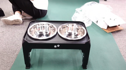 Elevated Dog Bowls, 4 Height Adjustable Raised Bowl Stands with 2 Thick 50Oz Stainless Steel Food Bowls